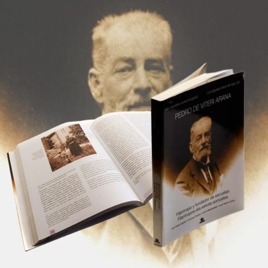 Tres fotografías del libro sobre el filántropo Pedro de Viteri y Arana una de cuyas autoras es la historiadora vasca Arantza Otaduy Tristán