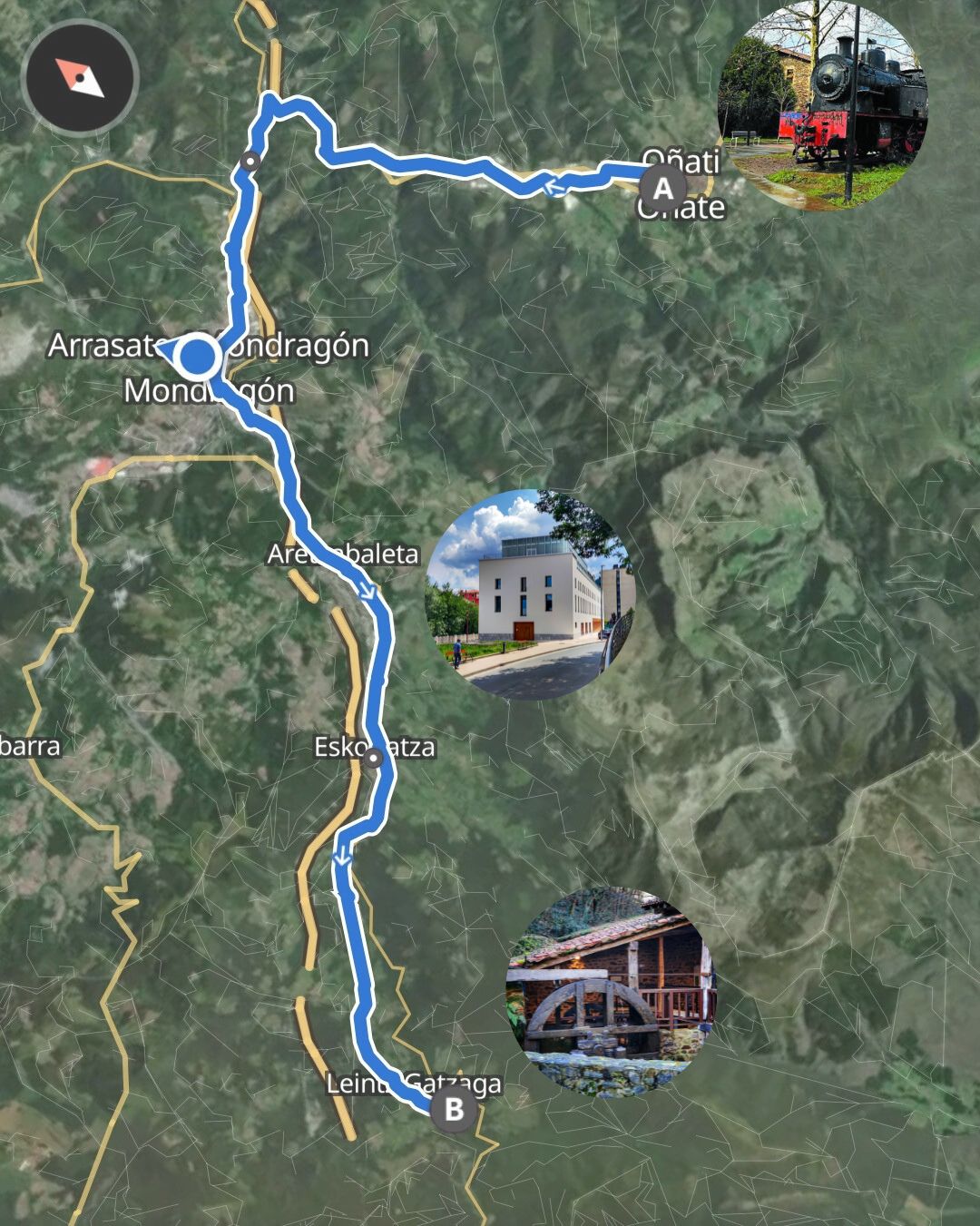 Ruta de Oñati a Dorleta pasando por Mondragón por el vasconavarro